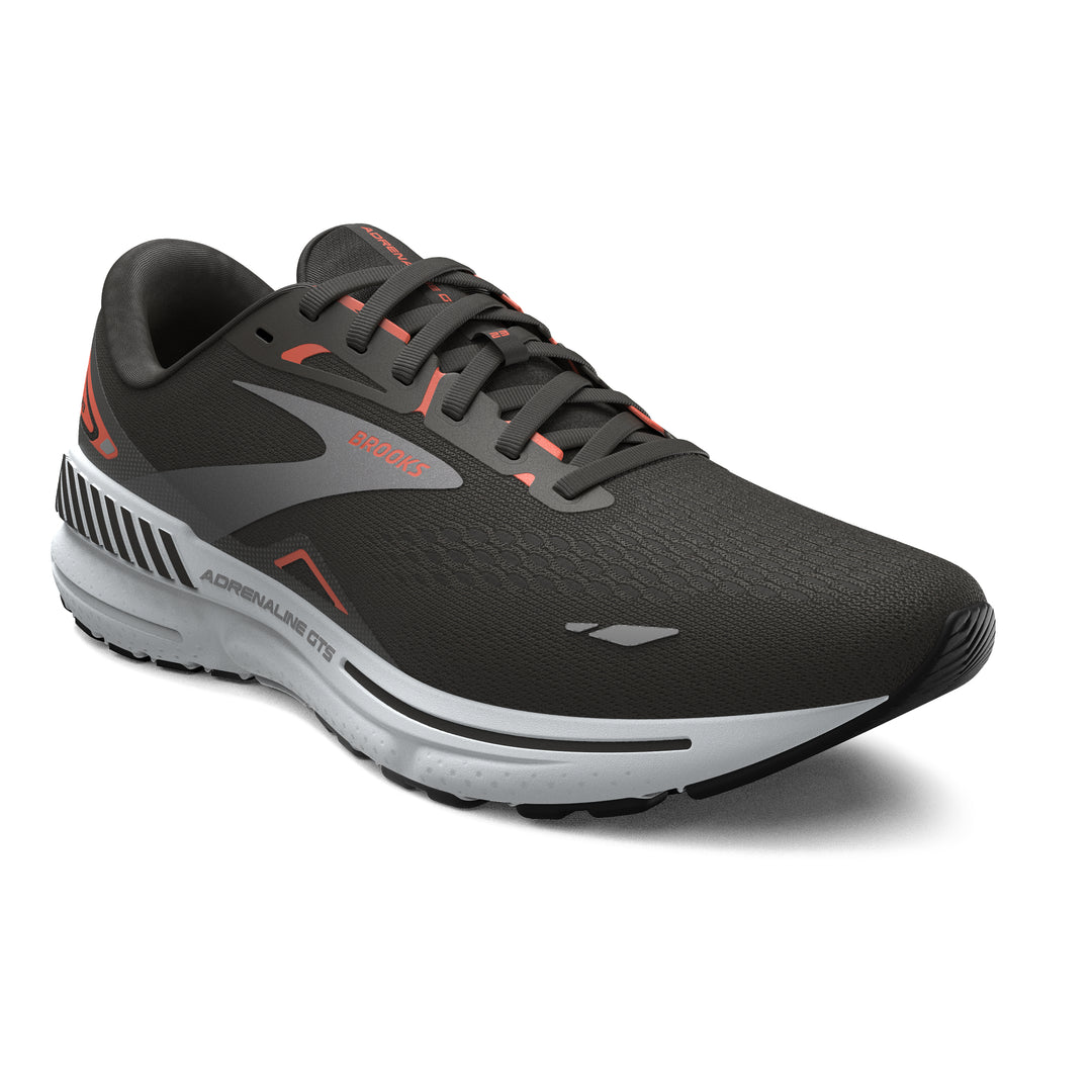 Brooks Mens Adrenaline GTS 23 - Black/Mandarin Red/Silver - Stability