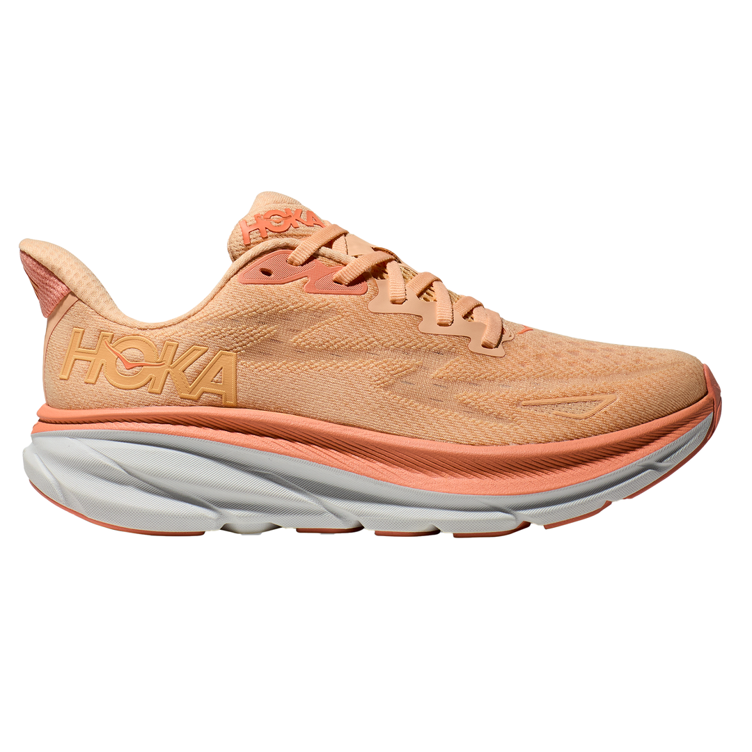 Hoka Womens Clifton 9 - Cantaloupe/White - Neutral