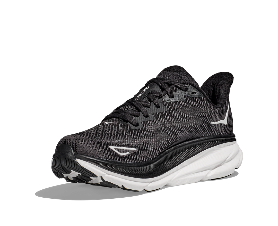 Hoka Womens Clifton 9 Wide - D Width - Black/White - Neutral