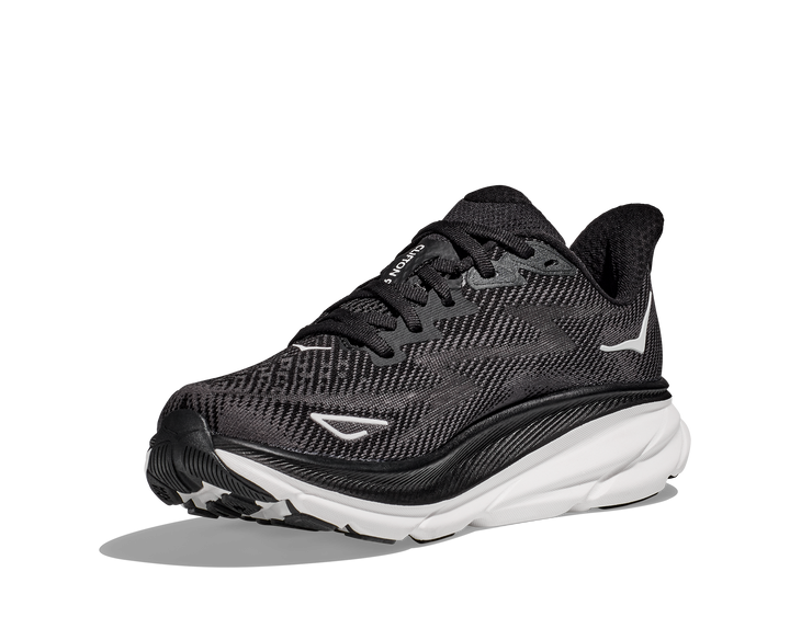 Hoka Womens Clifton 9 Wide - D Width - Black/White - Neutral