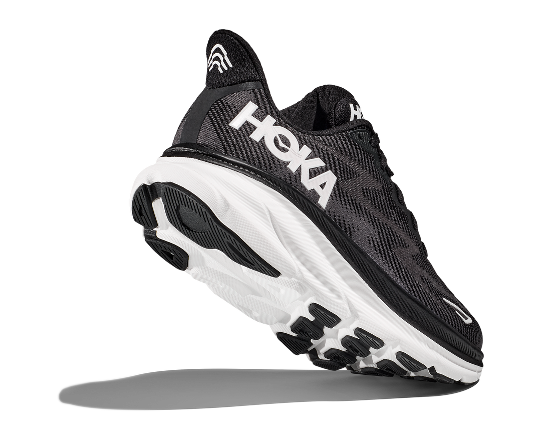 Hoka Womens Clifton 9 Wide - D Width - Black/White - Neutral