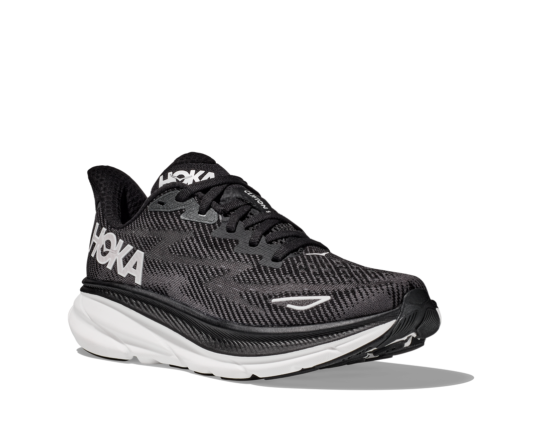 Hoka Womens Clifton 9 Wide - D Width - Black/White - Neutral