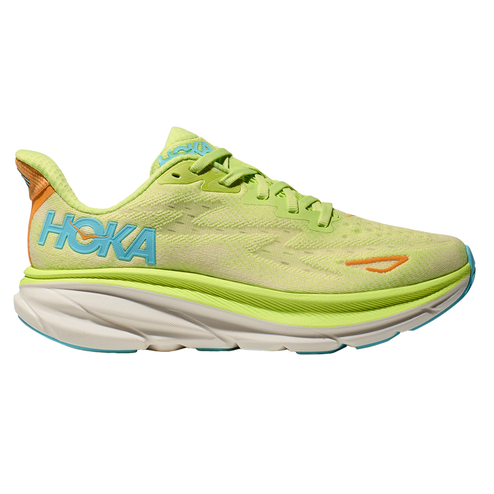 Hoka Womens Clifton 9 Wide - D Width - Lettuce/Solar Flare - Neutral