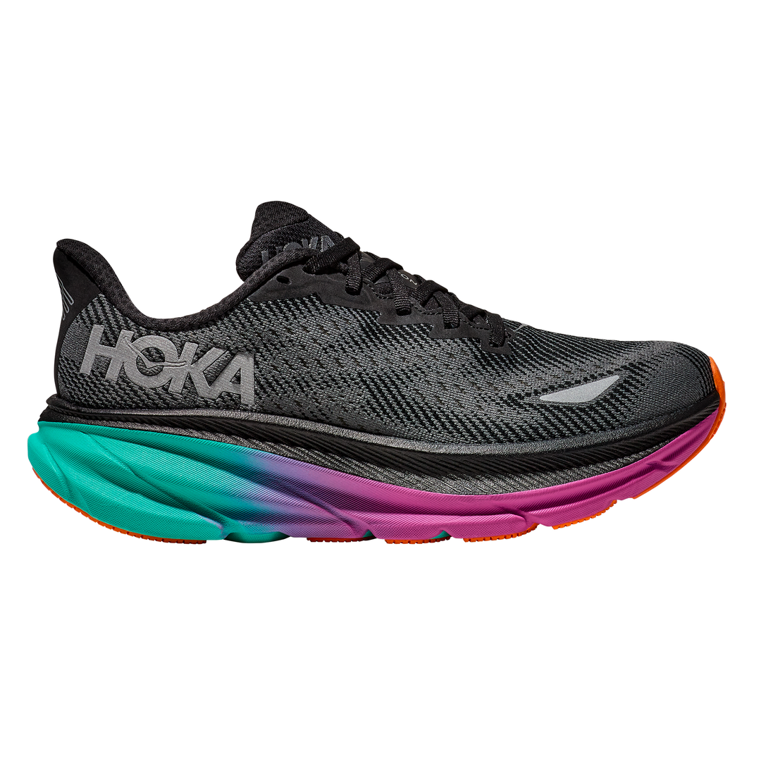 Hoka Womens Clifton 9 GTX Black Electric Aqua Neutral Run North West