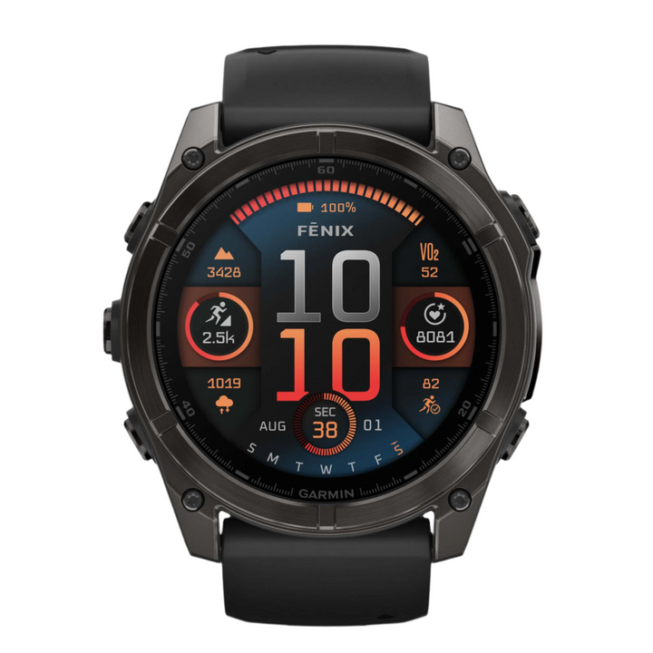 Garmin Fenix 8 - 51mm, AMOLED - Sapphire, Carbon Grey DLC with Black/Pebble Grey Silicone Band