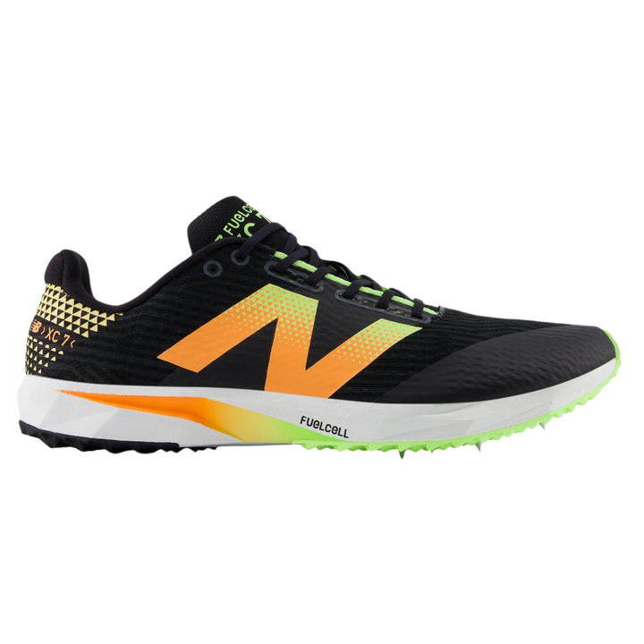 New Balance FuelCell XC7 v5 Cross Country Spikes - Black/Bleached Lime Glo/Hot Mango