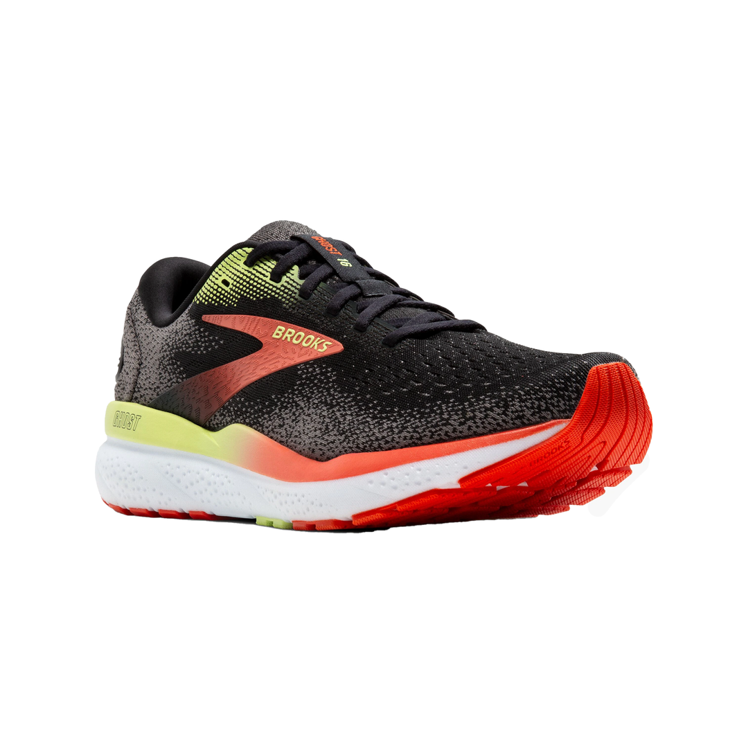 Brooks Mens Ghost 16 - Black/Mandarin Red/Green - Neutral