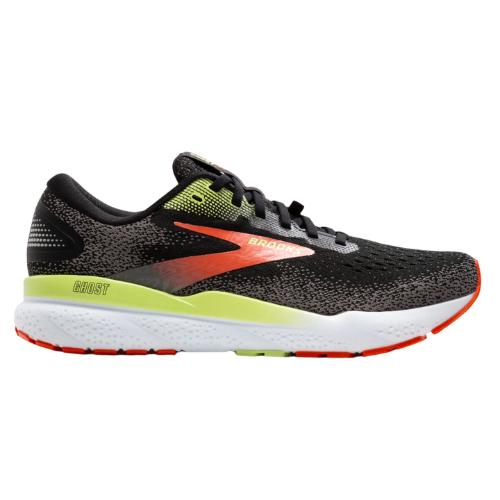 Brooks Mens Ghost 16 GTX - Black/Mandarin Red/Green - Neutral