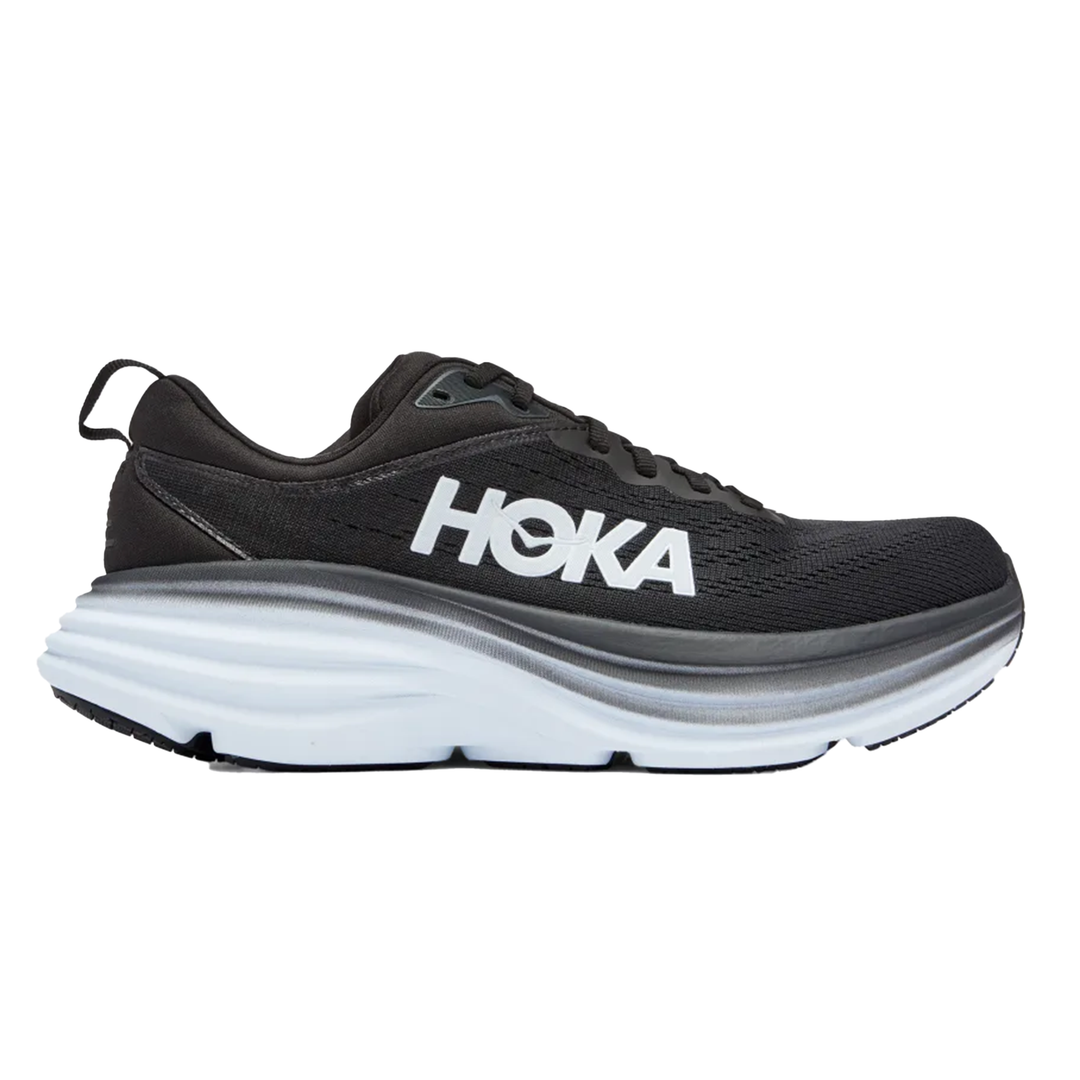 Hoka Womens Bondi 8 Wide - D Width - Black/White - Neutral