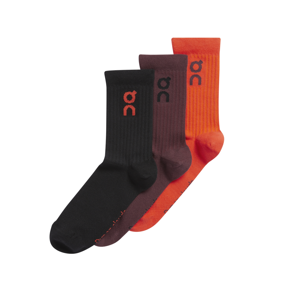 On Logo Sock 3-Pack Unisex - Spice/ Mulberry