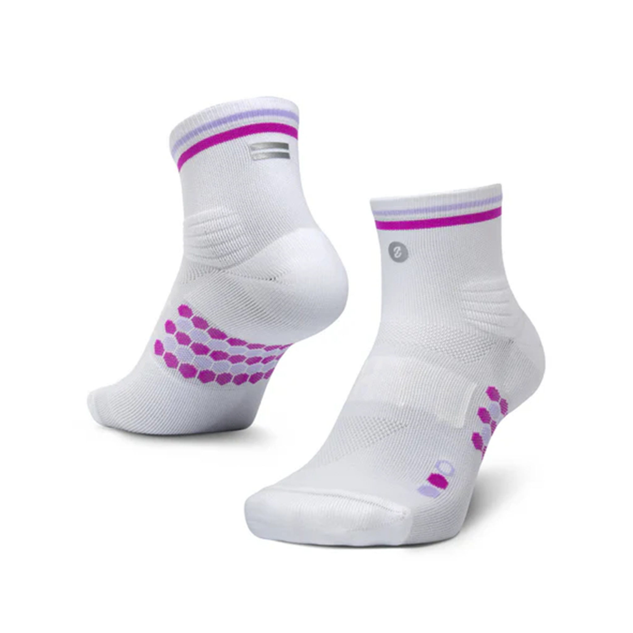 SHYU Racing Quarter Crew Socks - White/Grape/Lilac