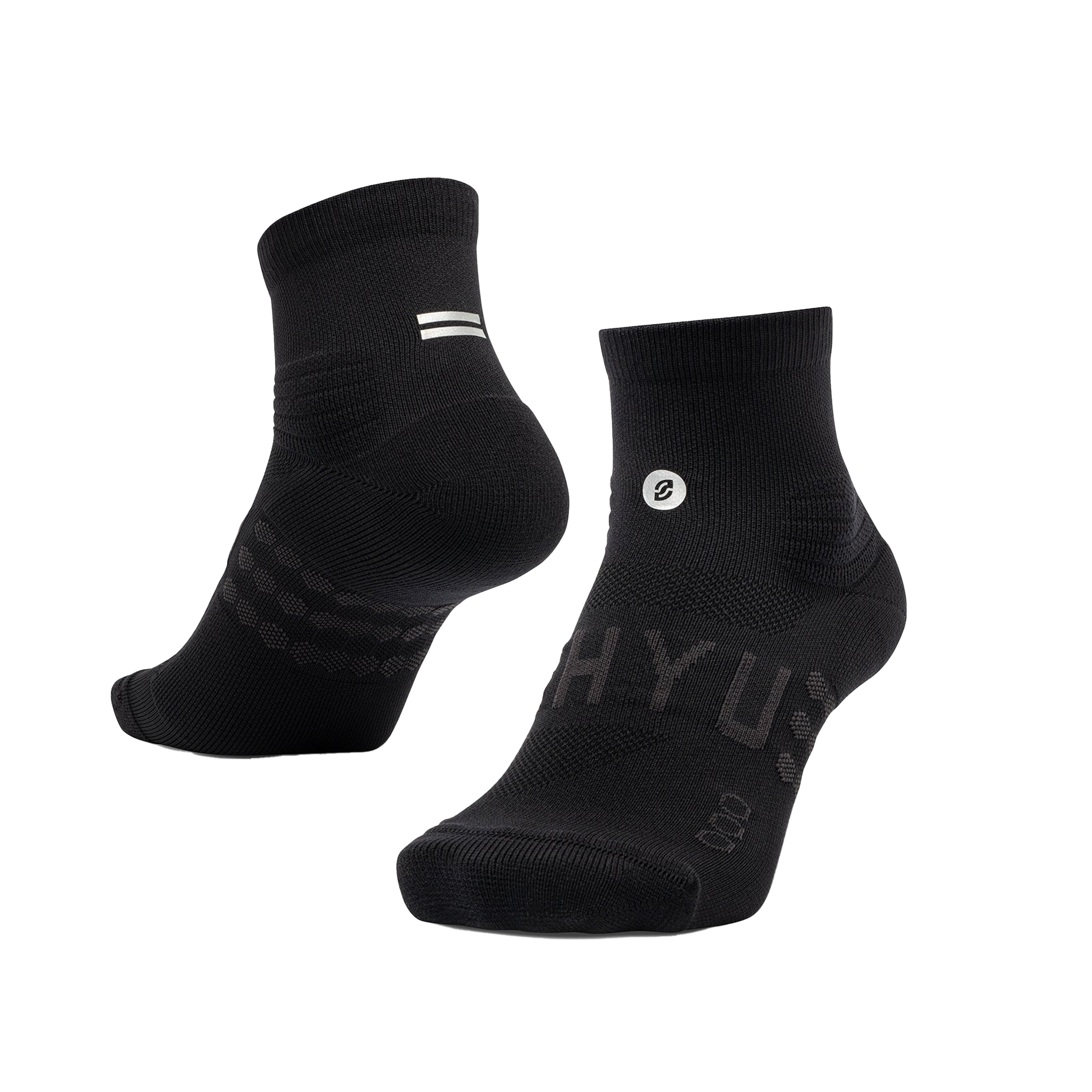 SHYU Racing Quarter Crew Socks - Black/Black/Black