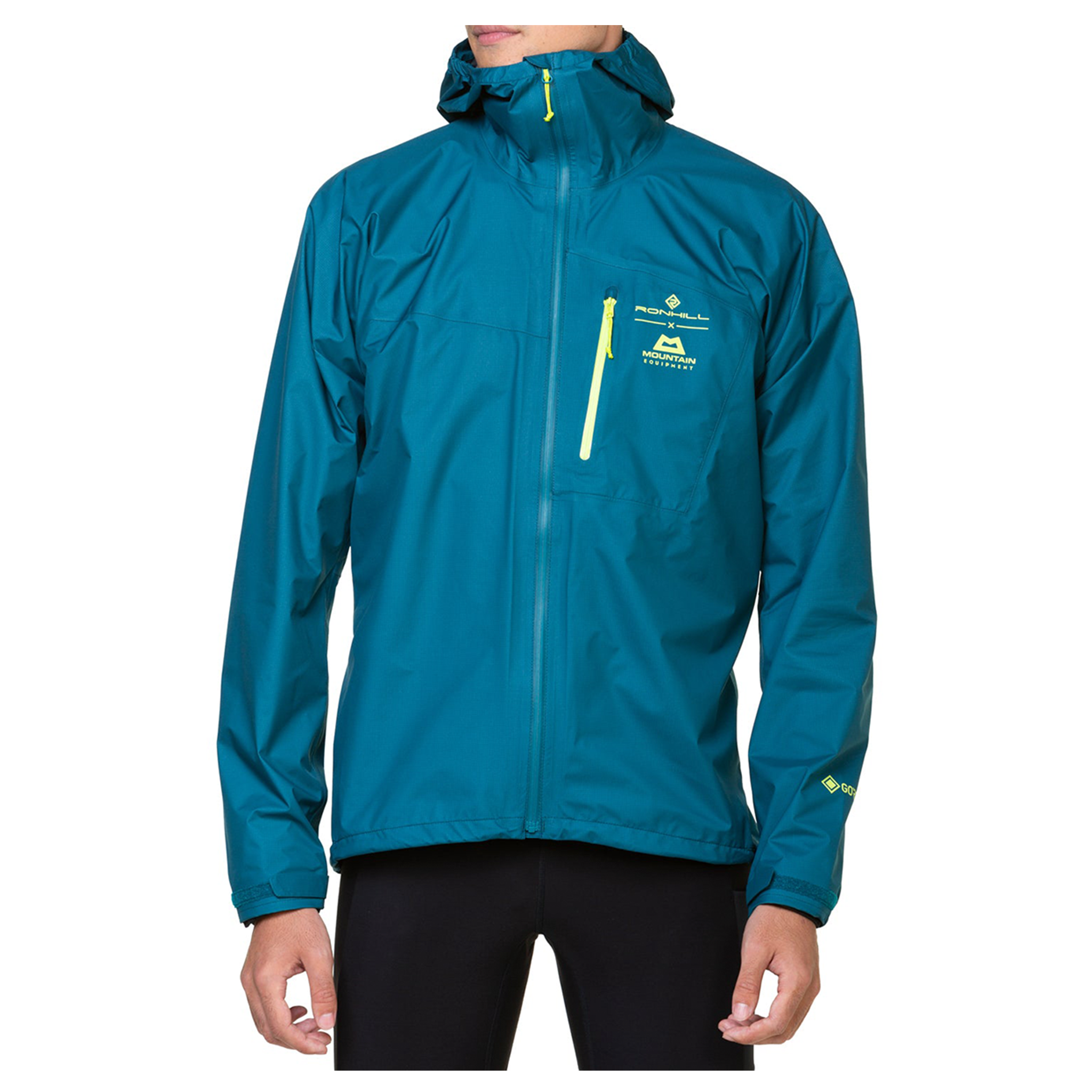 RonHill Mens Tech Gore-Tex Waterproof Mercurial Jacket - Deep Teal/Acid