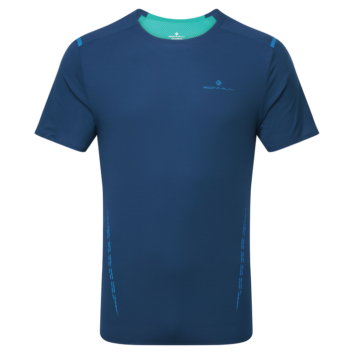 RonHill Mens Tech Race S/S Tee - Dark Navy/ Deep Laguna