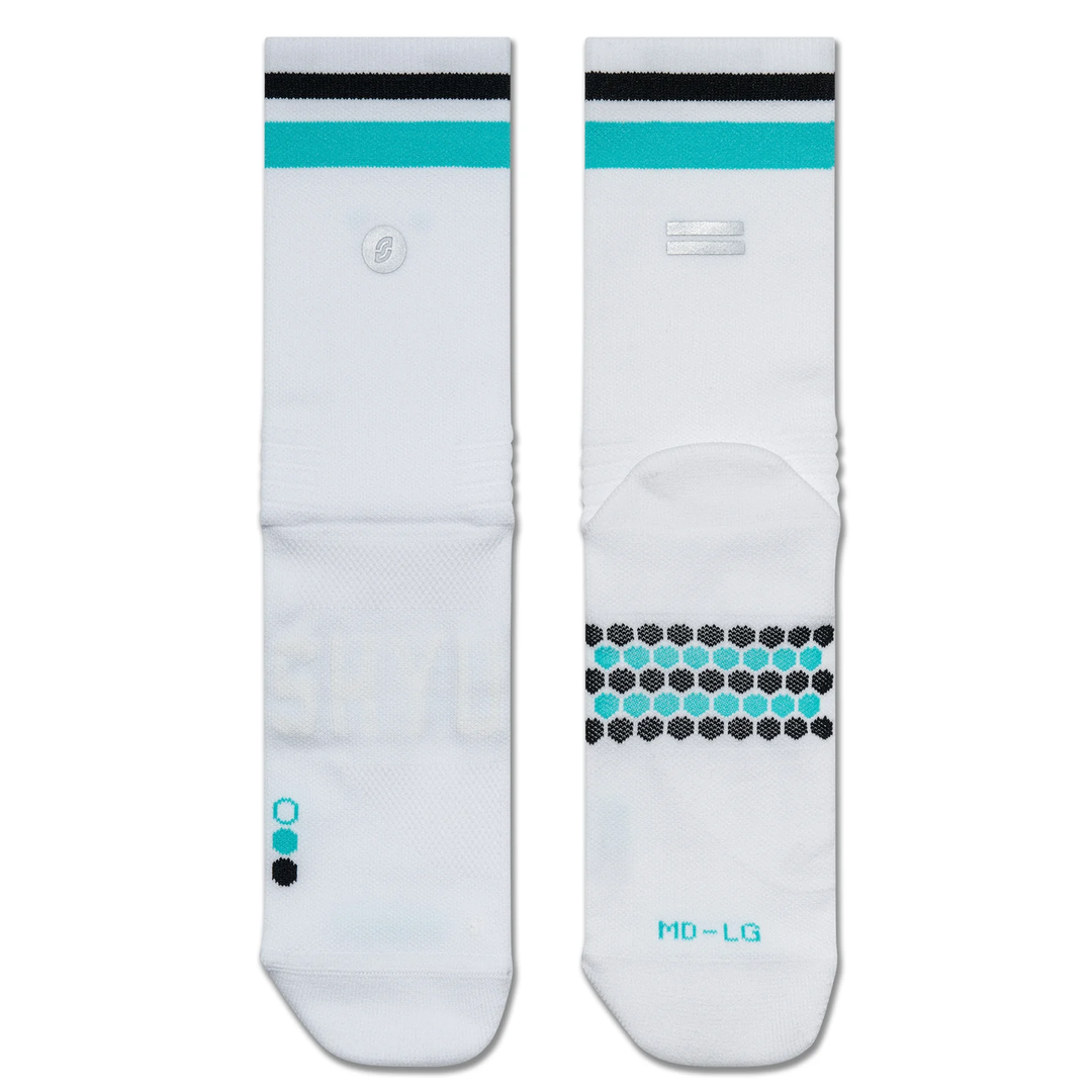 SHYU Racing Half Crew Socks - White/Jade/Black