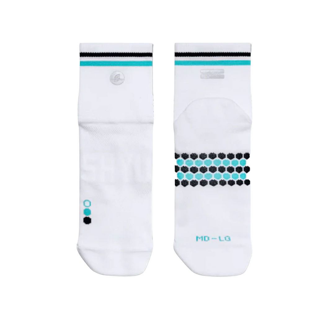 SHYU Racing Quarter Crew Socks - White/Jade/Black