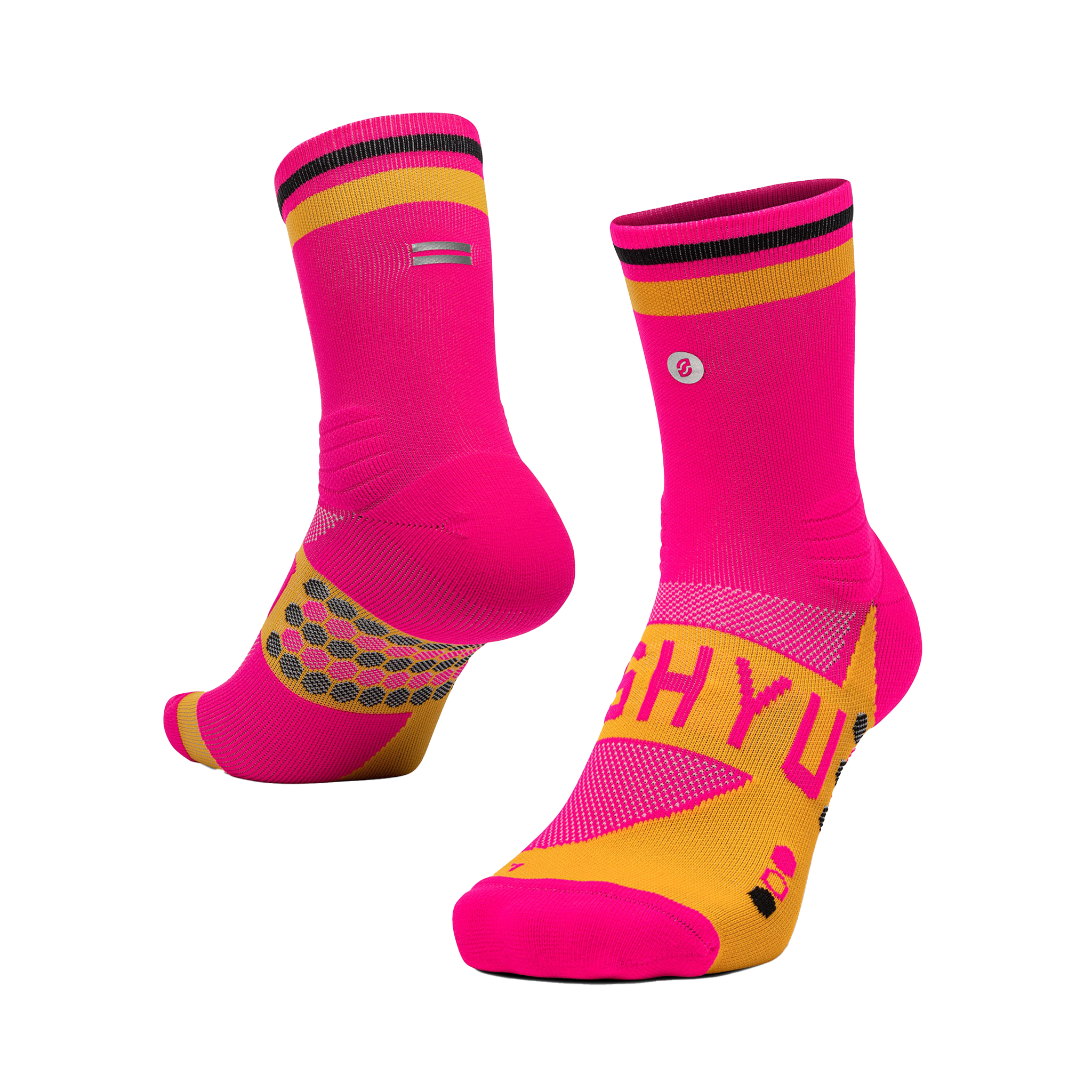 SHYU Racing Half Crew Socks - Pink/Orange/Black