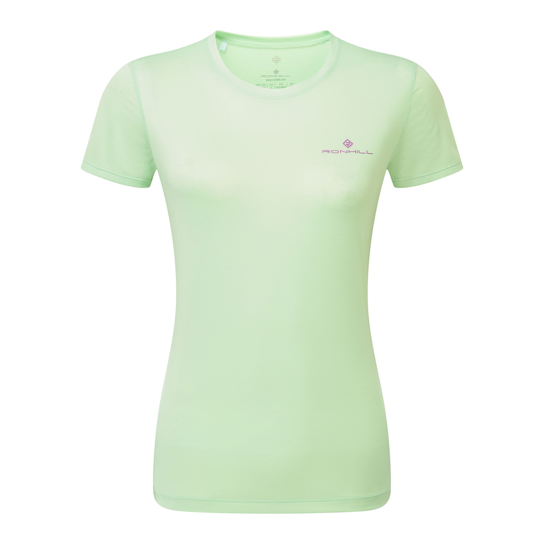 RonHill Womens Tech S/S Tee - Honeydew/Fuchsia