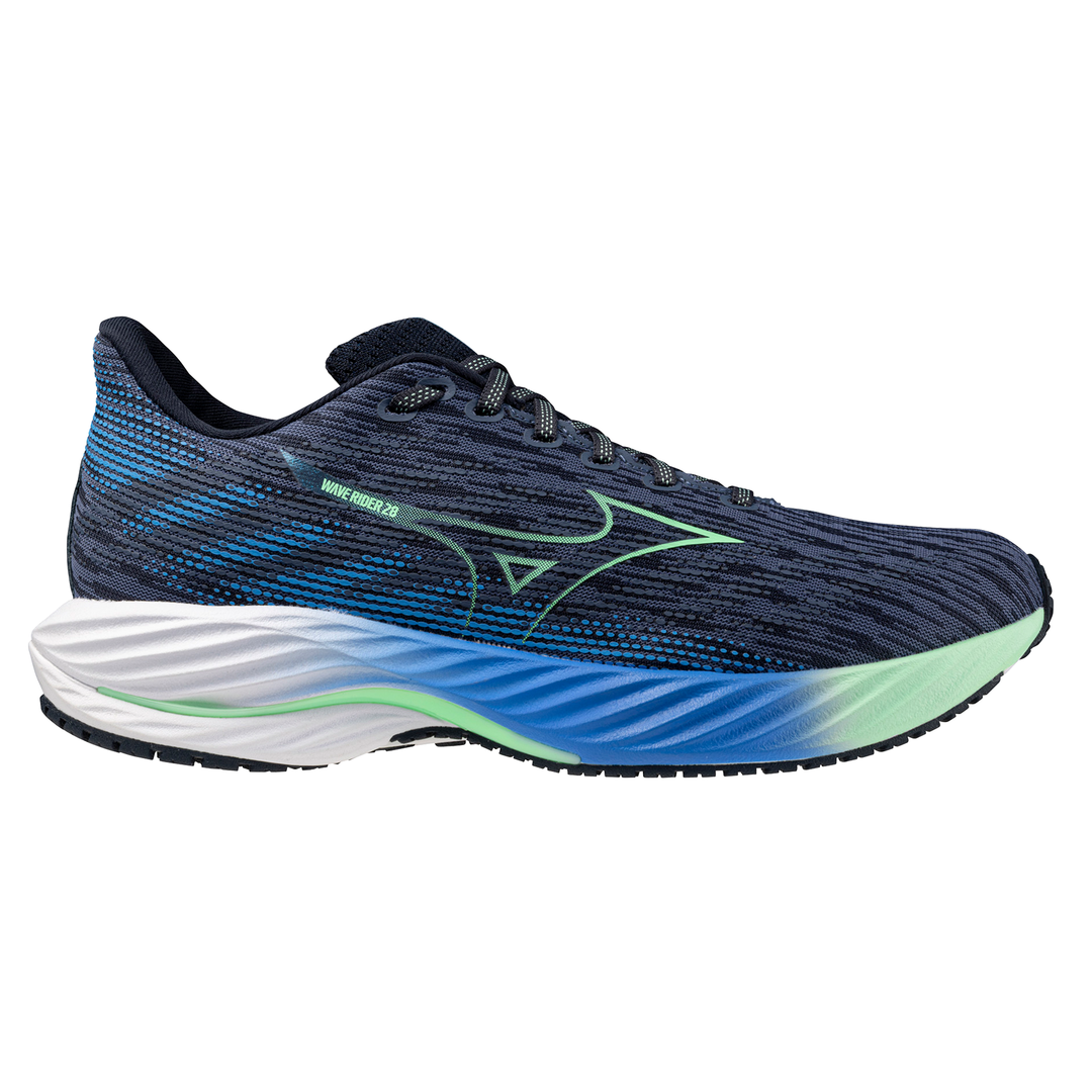 Mizuno Mens Wave Rider 28 - Vintage Indigo/Neo Mint/Frontier Blue - Neutral - SS25